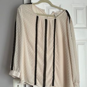 Ivory with black lace trim